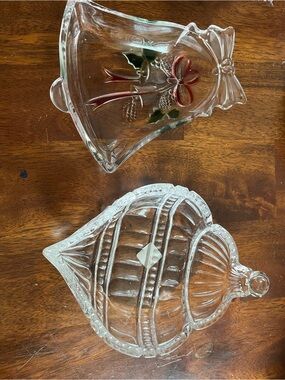 Clear Glass Holiday Bell and Ornament Decorative Dishes